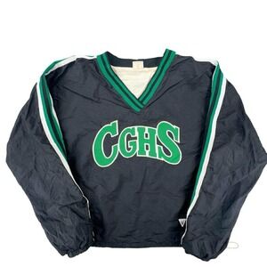 Vintage Varsity CGHS Pullover Windbreaker‎ Jacket Green White Black Medium